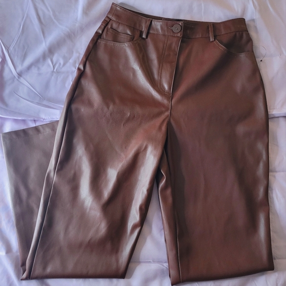 NWOT Faux Leather High Waist Straight Leg Pants Ardene - Picture 4 of 4